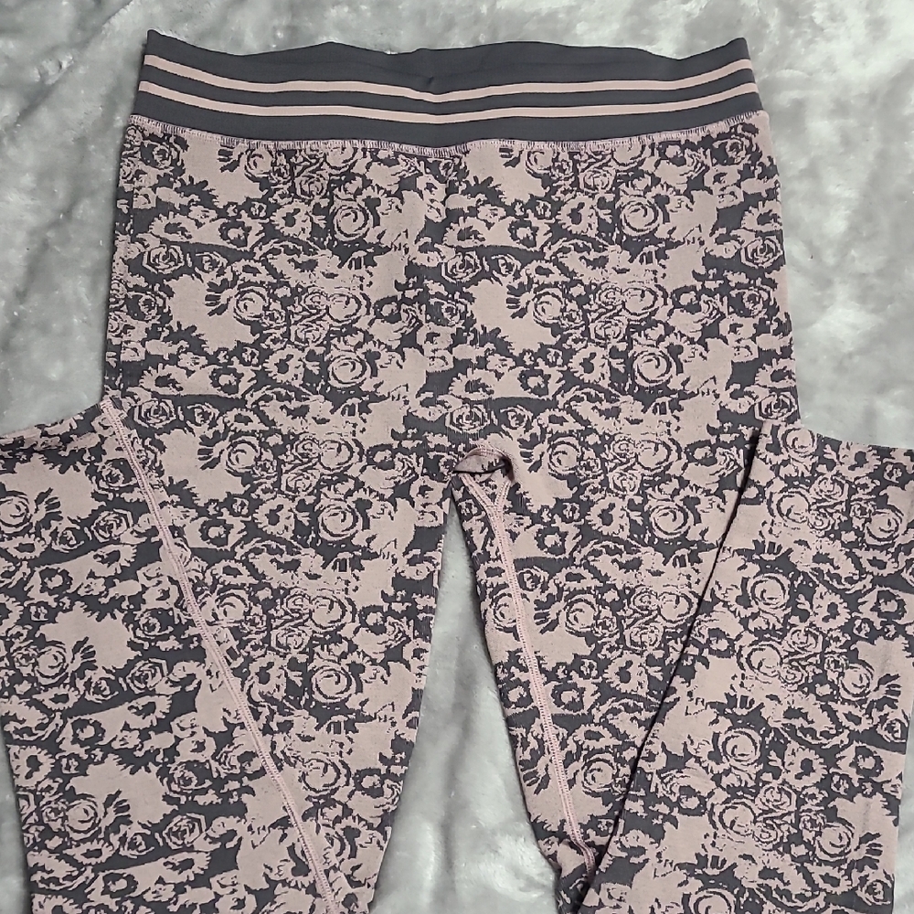 Fabletics Pink and Gray Floral Leggings